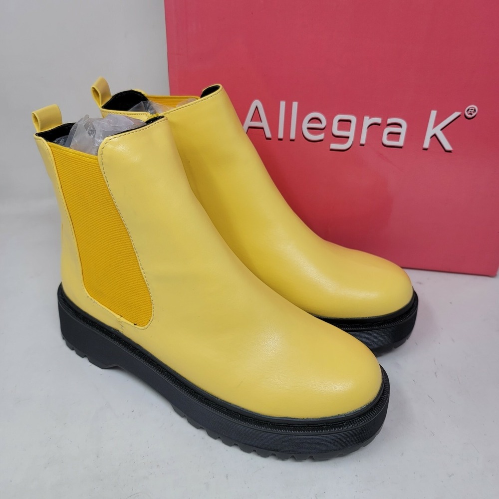 Allegra K Womens Ankle Boots Size 7.5 M Yellow Chelsea